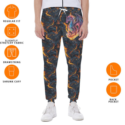 Fire Dragon, Men’s Sweatpants w/ Back Pocket