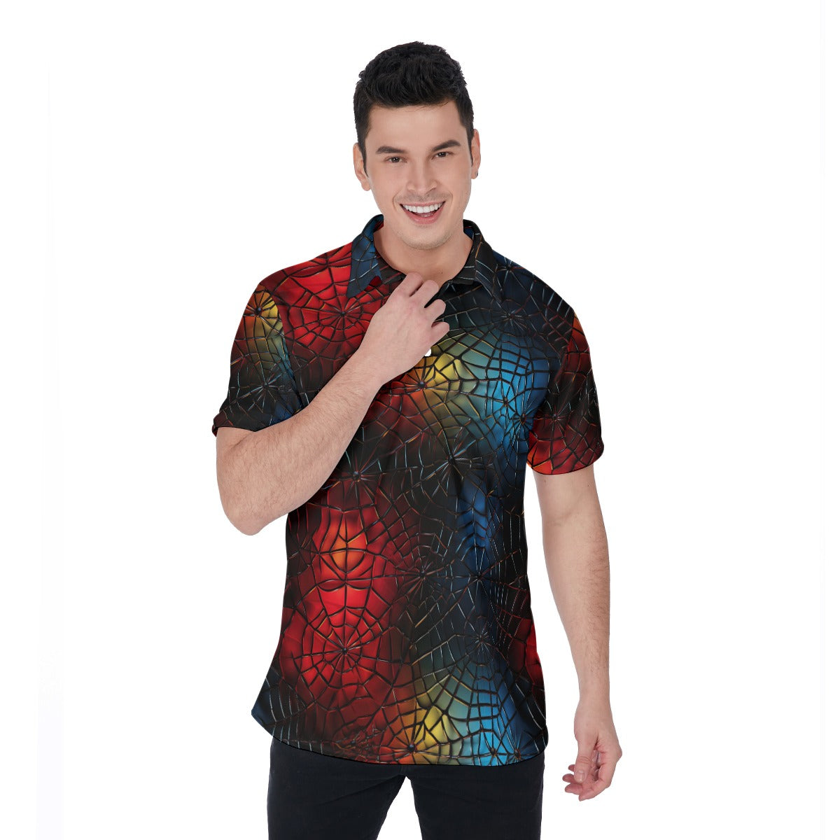 Colored Spiderwebs, Men's Polo Shirts
