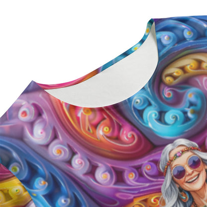 Hippie Lady Psychedelic Colors, Women’s 2 Piece T Shirt Set With Short Sleeve