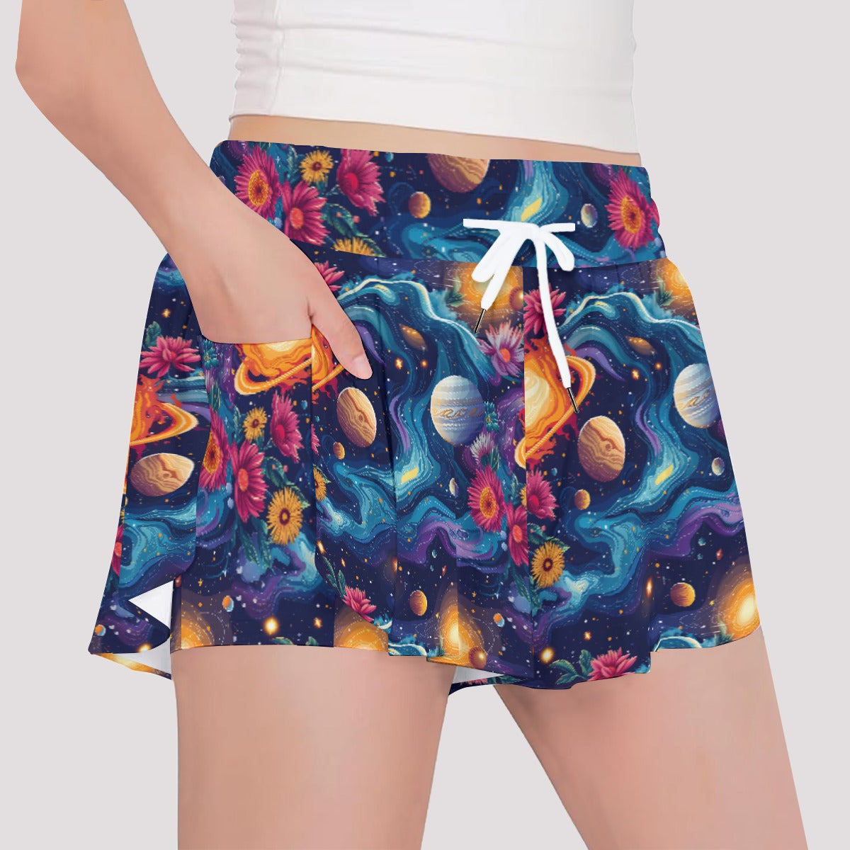 12 Galaxy / Outer Space Designs, Girls Sports Culottes, Butterfly Shorts w/ Pocket