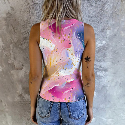 Pastel Design, Womens Button Vest