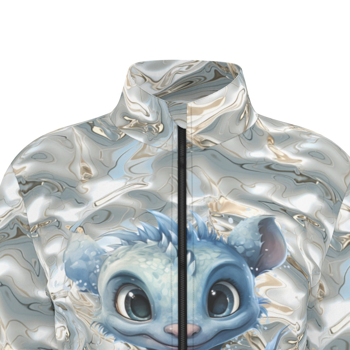 Baby Dragon on Silver Water, Women’s Long Sleeve Thumbhole Jacket