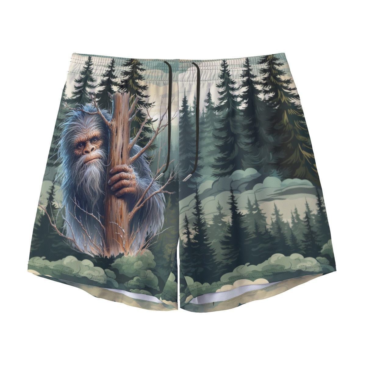Sasquatch Themed, Men’s Sports, Pocketed Shorts