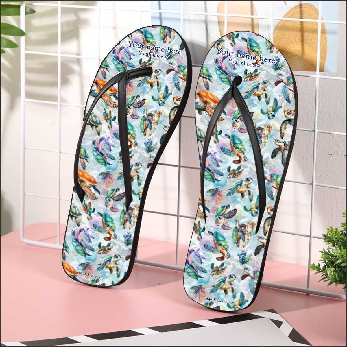10 Animal Designs, Women’s Flip Flops – Personalize with Your Name
