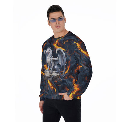 Dragon on Lava, Men’s Polyester Thickened Sweater