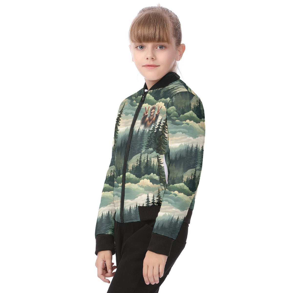 Bigfoot / Sasquatch in Woods, Kid’s Bomber Jacket