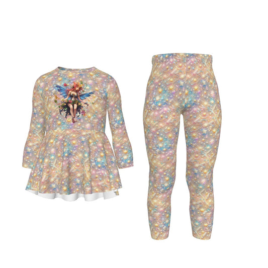 Rainbow Fairy 2, Girls 2 Piece Casual Suit, Outfit with Ruffle Shirt