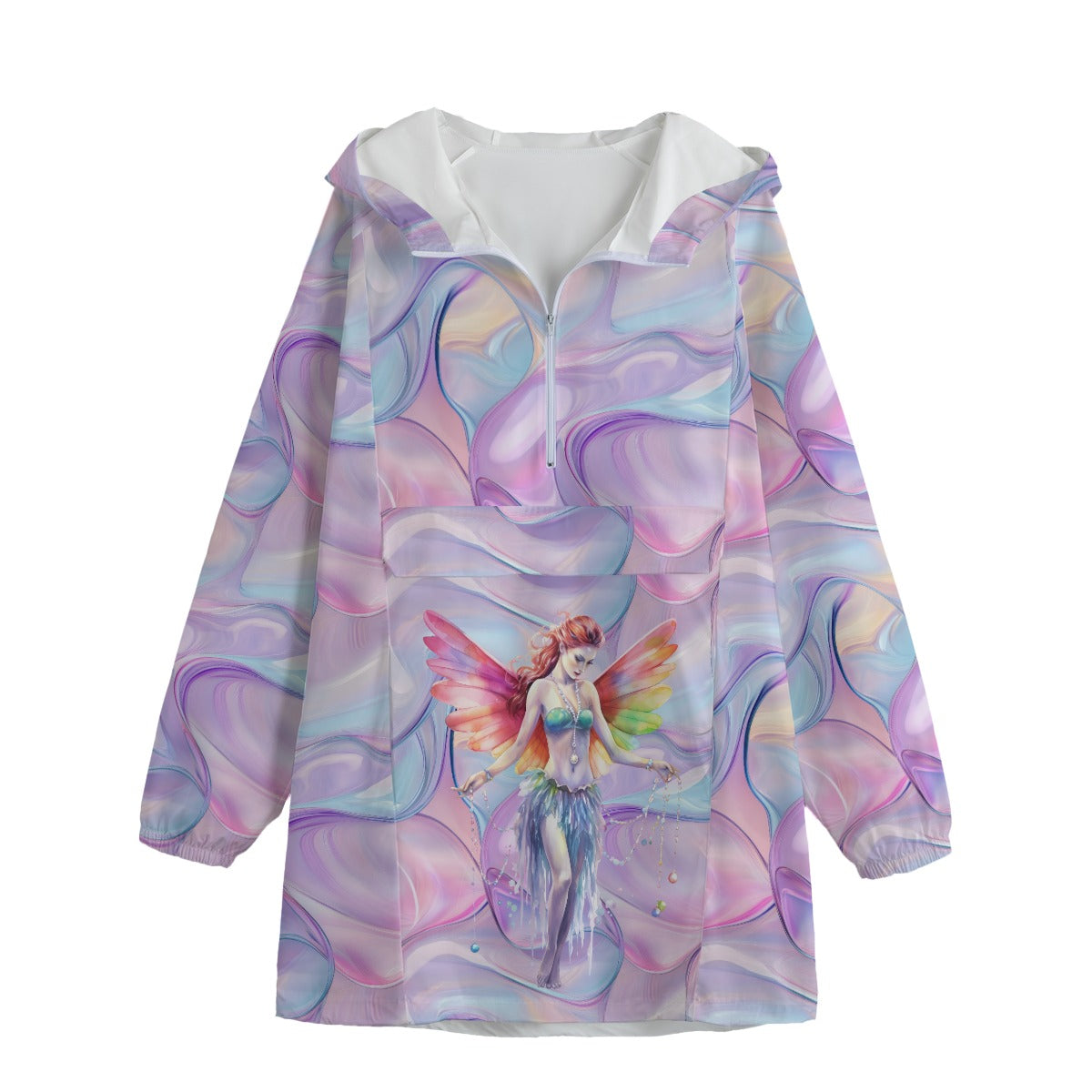 Fairy on Pastel, Adult Windbreaker Long Jacket