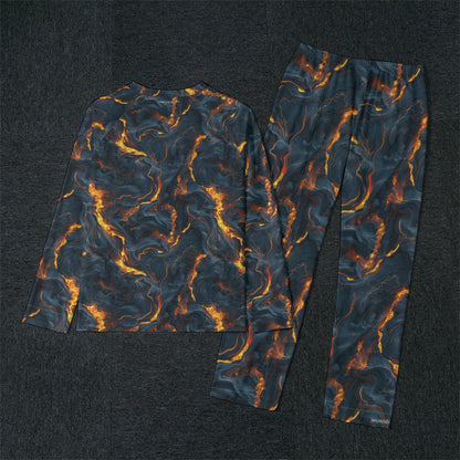 Dragon on Lava, Men’s Raglan Sleeve Pajamas with Wide Ankles