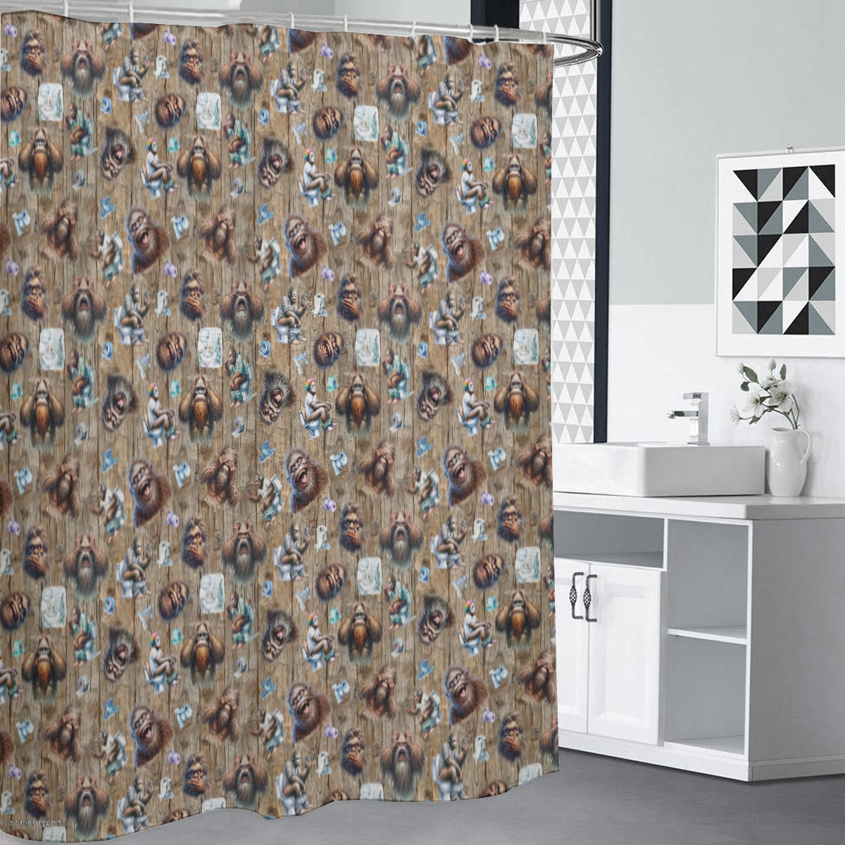 20 Bigfoot / Sasquatch Designs, Polyester Shower Curtain in 4 sizes