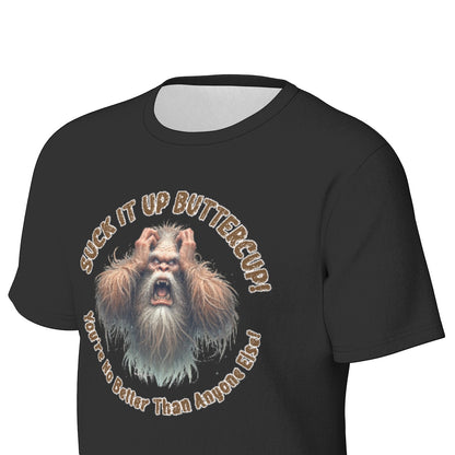 Bigfoot / Sasquatch "Suck it up...", Unisex Short Sleeve O-Neck Cotton T Shirt