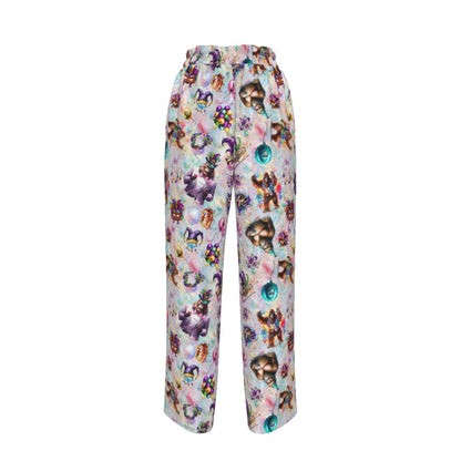 10 Bigfoot / Sasquatch Designs, Women’s Faux Silk Wide-Leg Pants