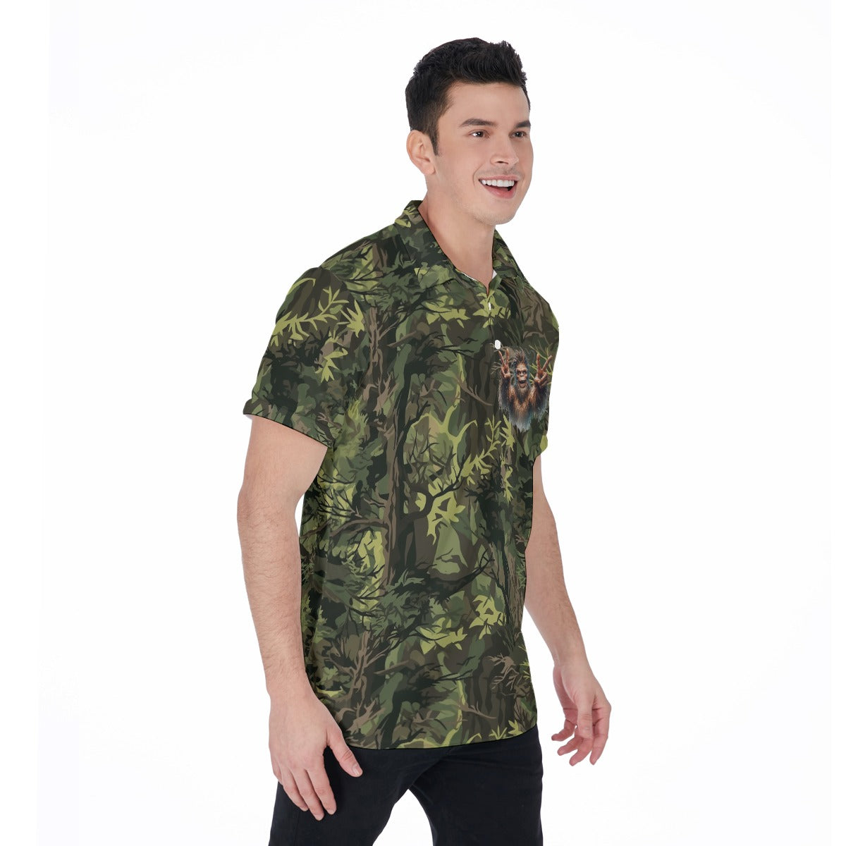 Bigfoot / Sasquatch on Camo, Men's Polo Shirts