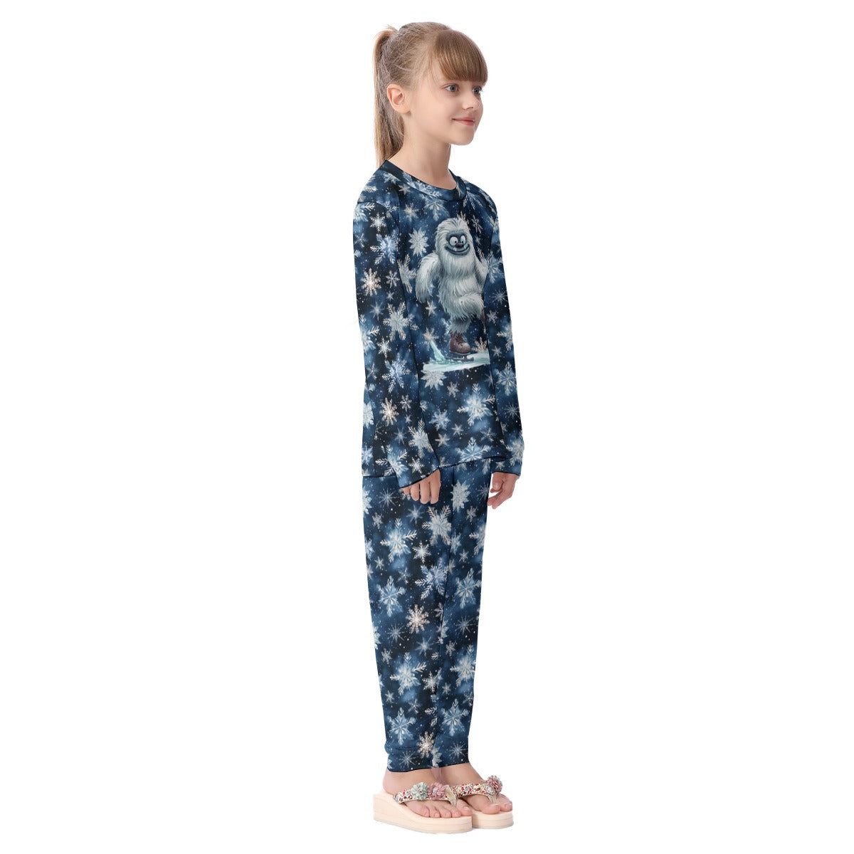 Yeti on Snowflakes, Kid's Long Pajamas Set