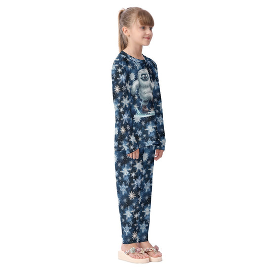 Yeti on Snowflakes, Kid's Long Pajamas Set
