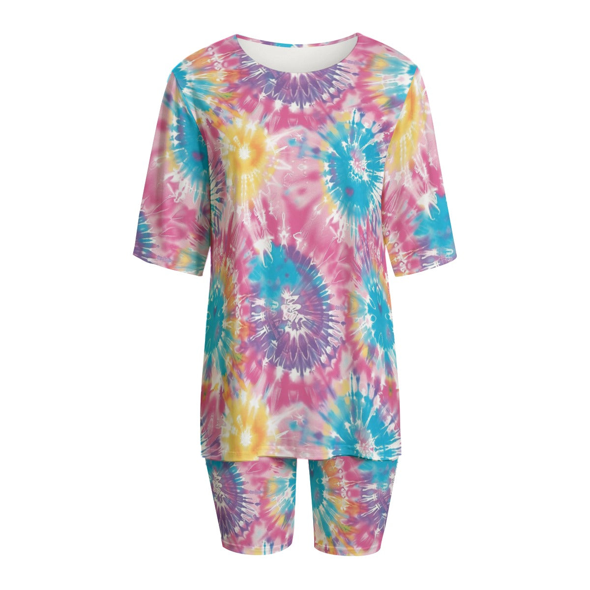 9 Tie Dye Designs, Women’s 2 Piece T Shirt Set With Short Sleeve