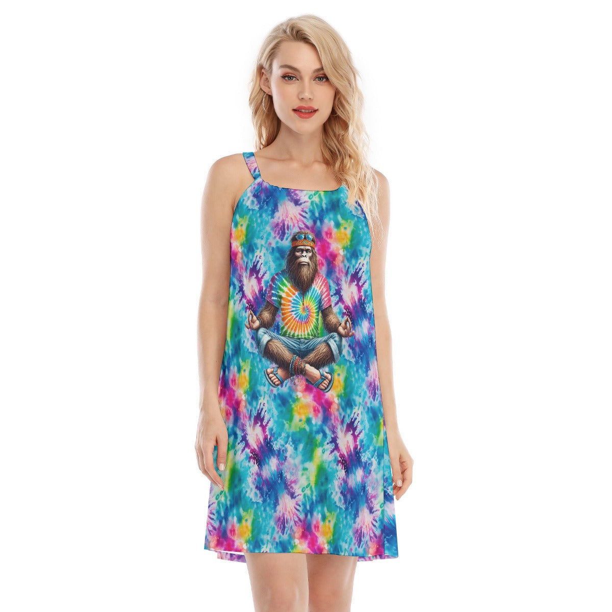 Hippie Yoga Bigfoot / Sasquatch, Woman’s Sleeveless Cami Dress