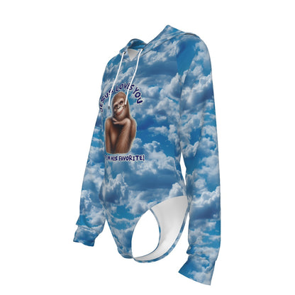 Bigfoot / Sasquatch, "Jesus Loves You...", Women's Raglan Sleeve Hooded Bodysuit