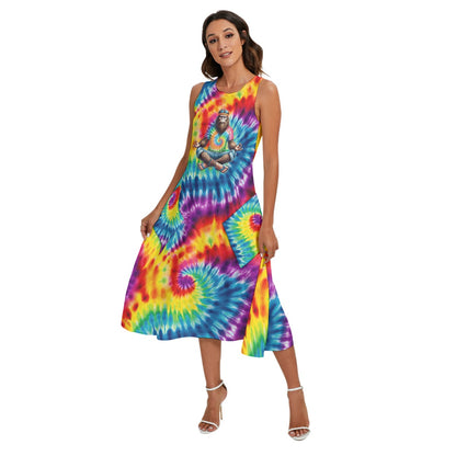 Hippie Sasquatch / Bigfoot, Women’s Sleeveless Dress With Diagonal Pockets
