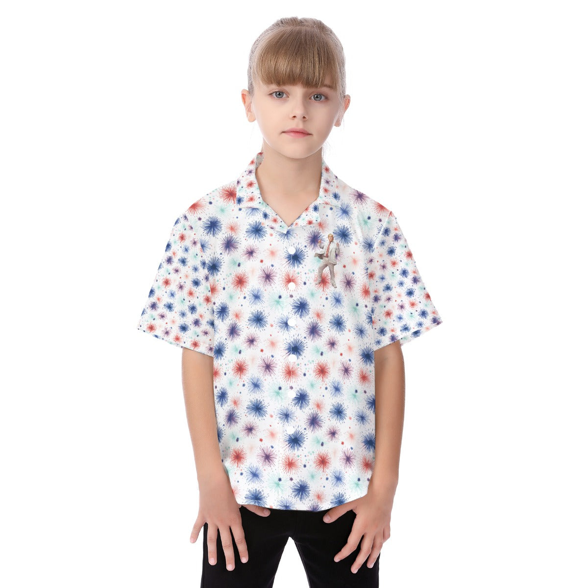 Dancing Donald Trump, Fireworks, Kid's Hawaiian Vacation Shirt