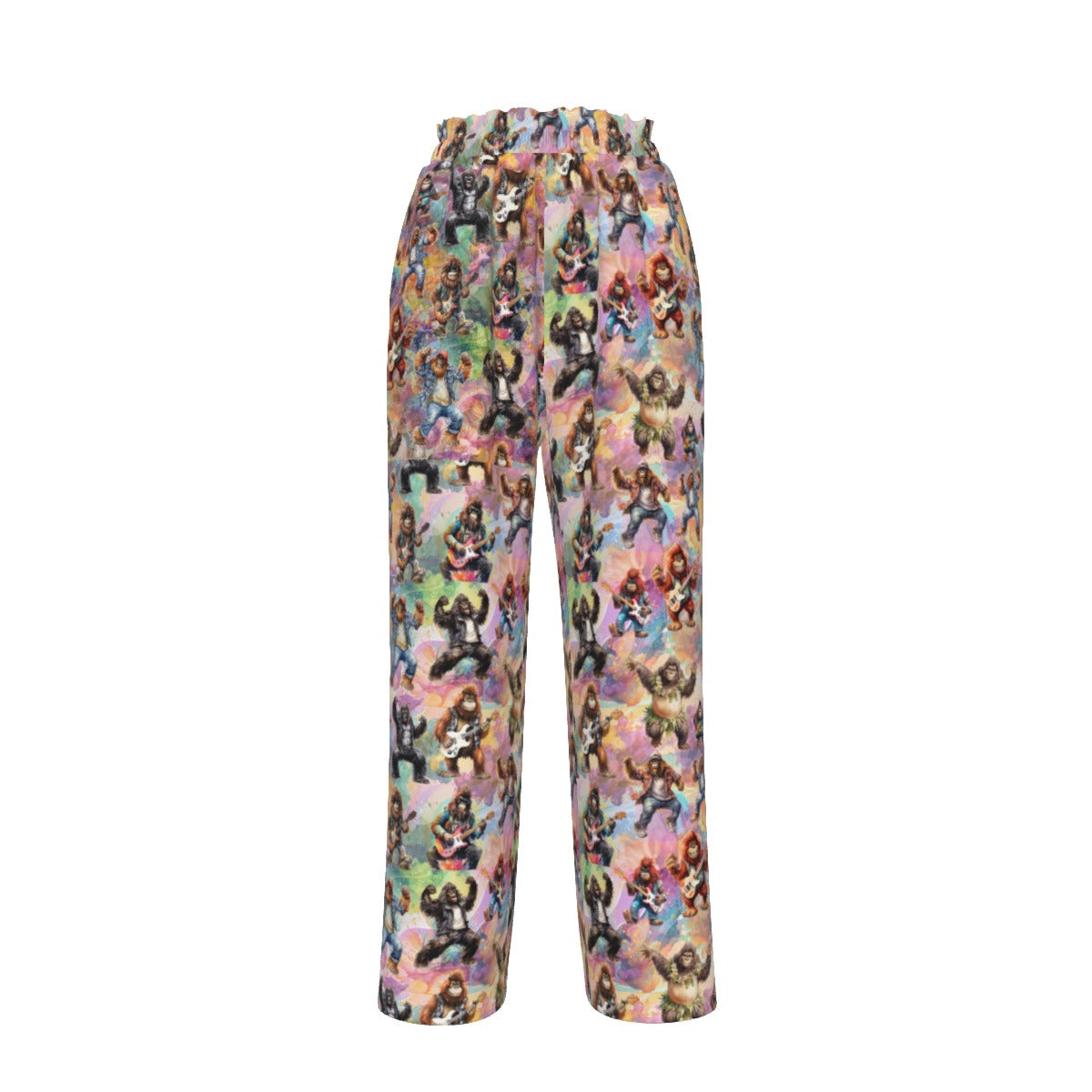 10 Bigfoot / Sasquatch Designs, Women’s Faux Silk Wide-Leg Pants