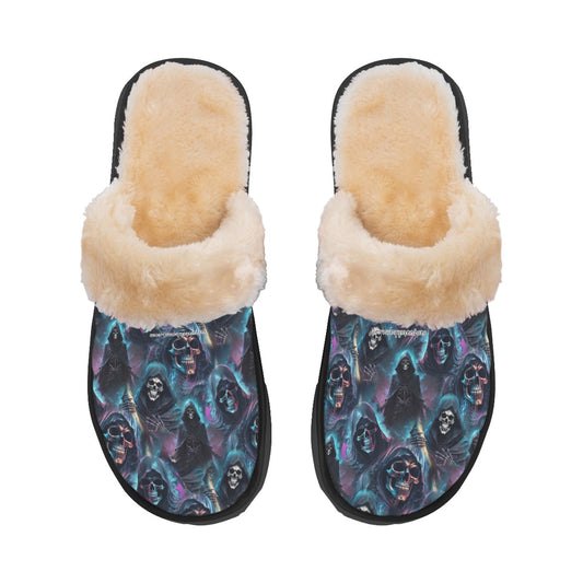 Grim Reaper, Men’s Plush, Fuzzy Slippers