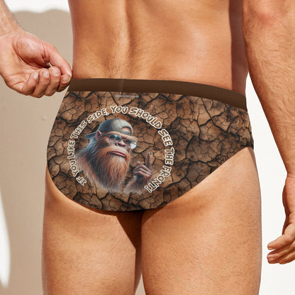 Bigfoot, Sasquatch, "If you like this side....", Men’s Drawstring Swim Briefs, Speedo style suit