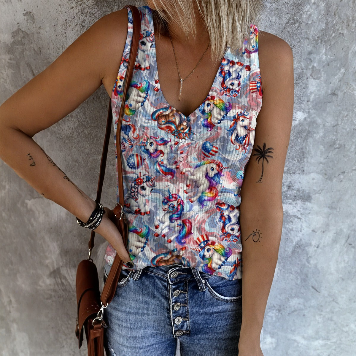 8 Patriot Designs, Womens Button Vest