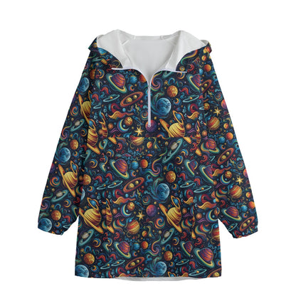 12 Galaxy, Space Designs, Adult Windbreaker Long Jacket