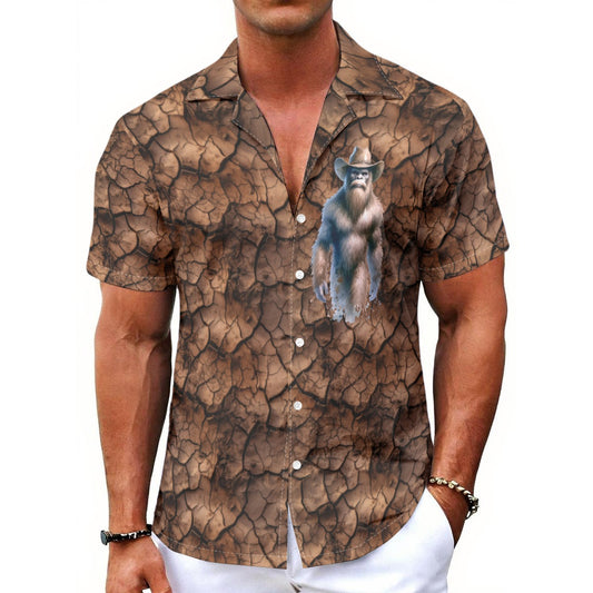 Cowboy Bigfoot / Sasquatch, Men's Button Up Hawaiian Shirt