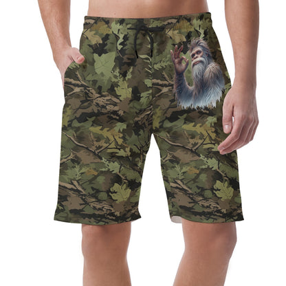 Bigfoot / Sasquatch on Camo OK Sign, Men’s Lightweight Casual Shorts
