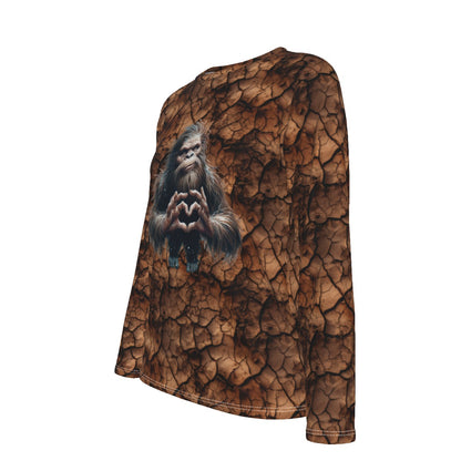 Bigfoot Heart Hands, Sasquatch, Women’s Oversized Cotton Tee Shirt