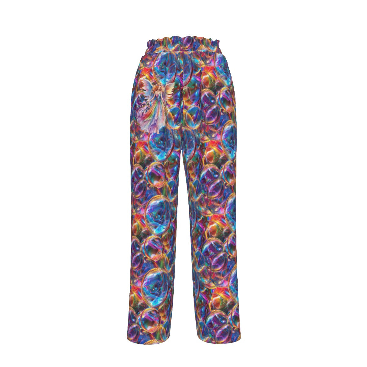 Psychedelic Bubbles, Women’s Faux Silk Wide-Leg Pants