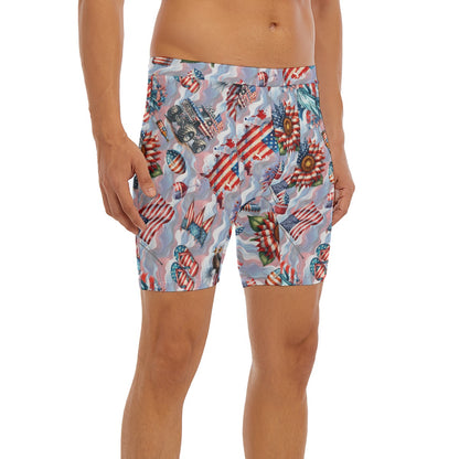 8 Patriotic Designs, Men’s Long Boxer Briefs