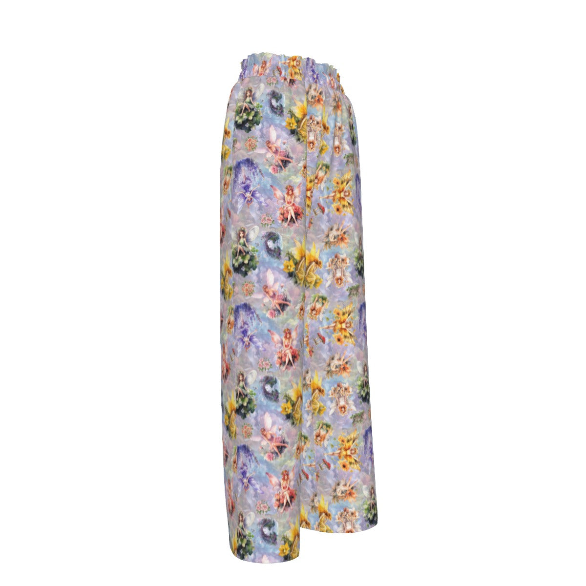 6 Fairy Designs, Women’s Faux Silk Wide-Leg Pants