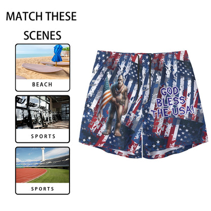 Patriotic Sasquatch, Men’s Sports, Pocketed Shorts