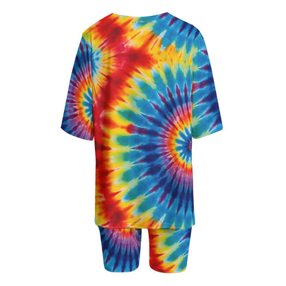 10 Tie Dye Designs, Women’s 2 Piece T Shirt Set With Short Sleeve