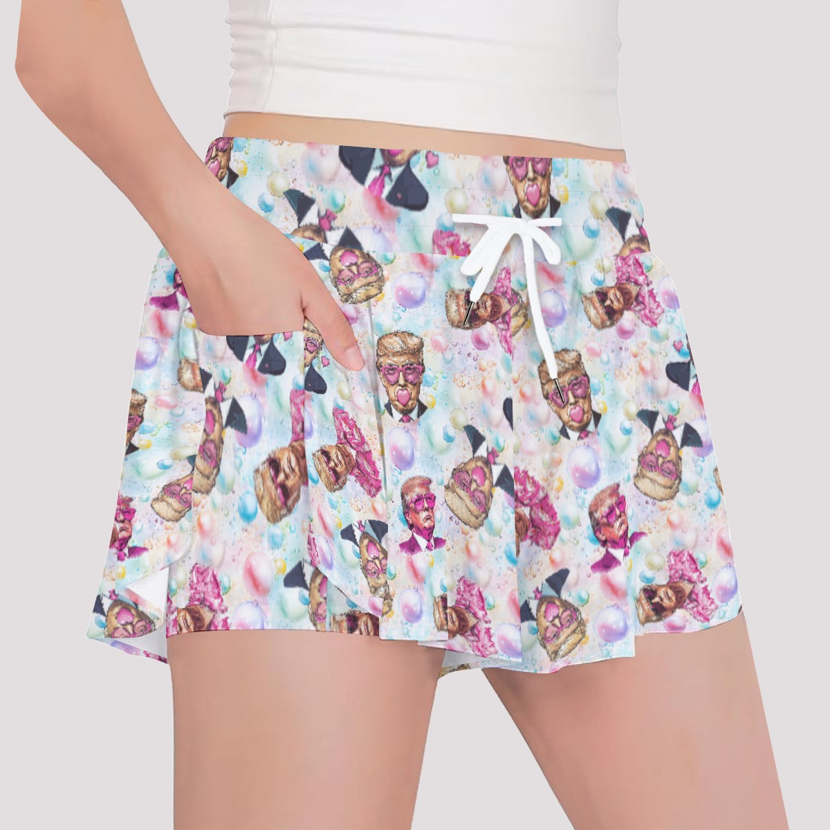 20 Donald Trump Designs, Girls Sports Culottes, Butterfly Shorts w/ Pocket