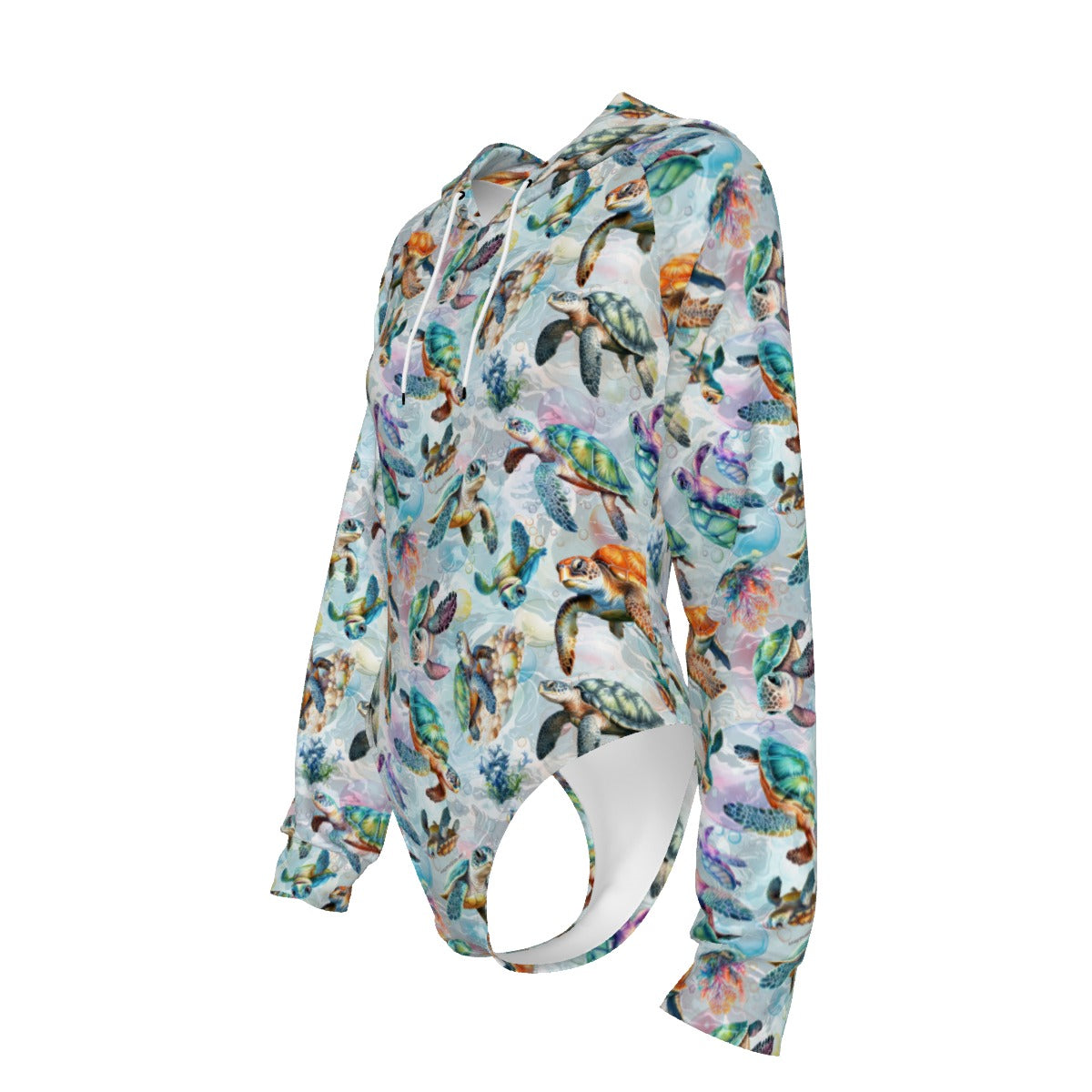 10 Animal Designs, Women's Raglan Sleeve Hooded Bodysuit