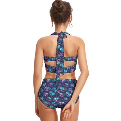 Cheshire Cat Designs, Women’s Bikini Halter Swimsuit, Two Piece Set