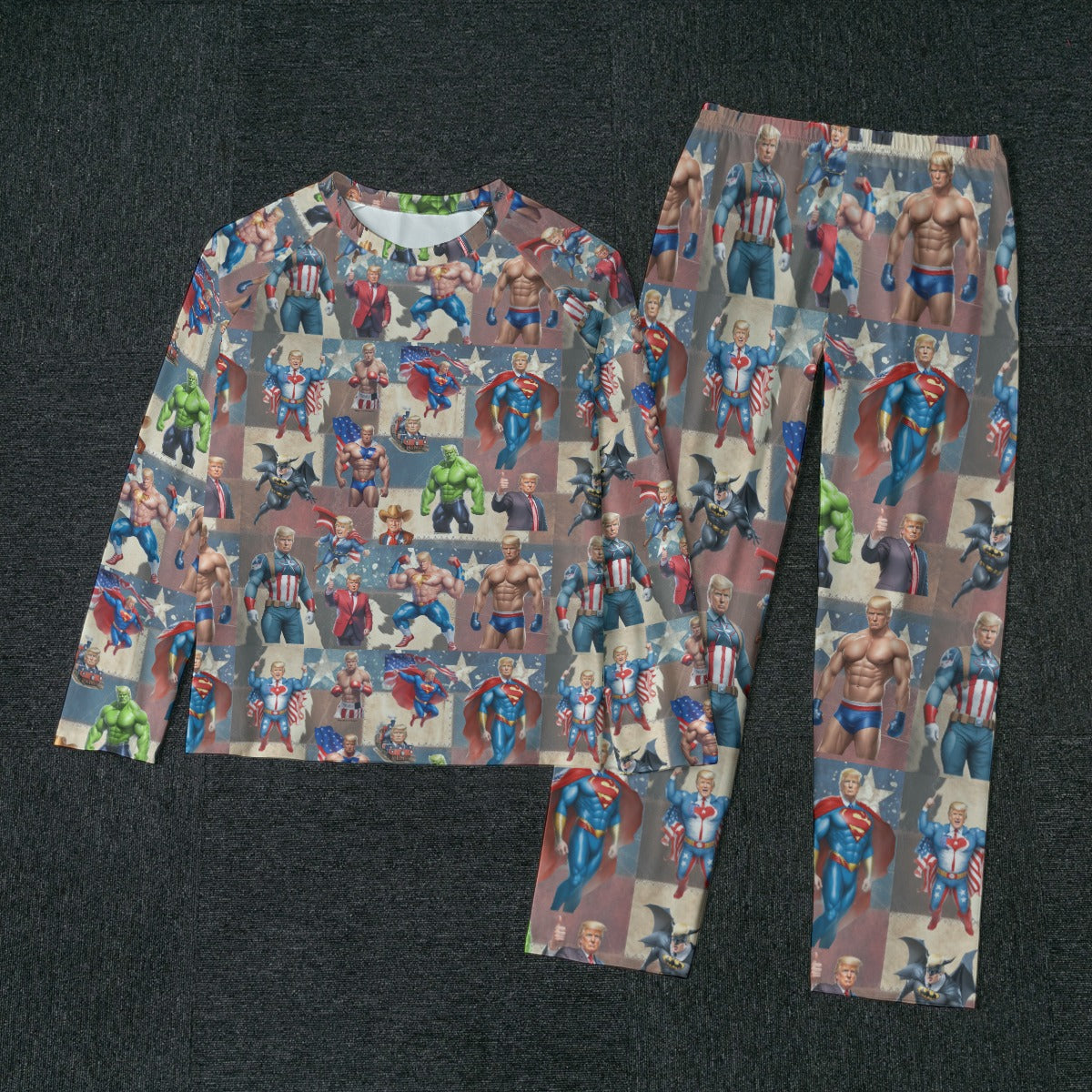 10 Donald Trump Designs, Men’s Raglan Sleeve Pajamas with Wide Ankles