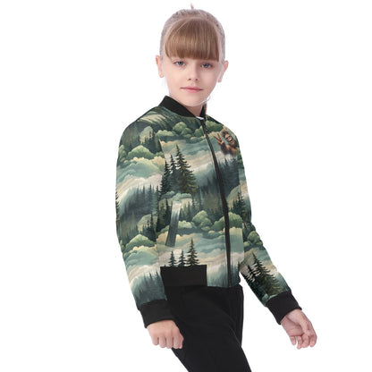 Bigfoot / Sasquatch in Woods, Kid’s Bomber Jacket
