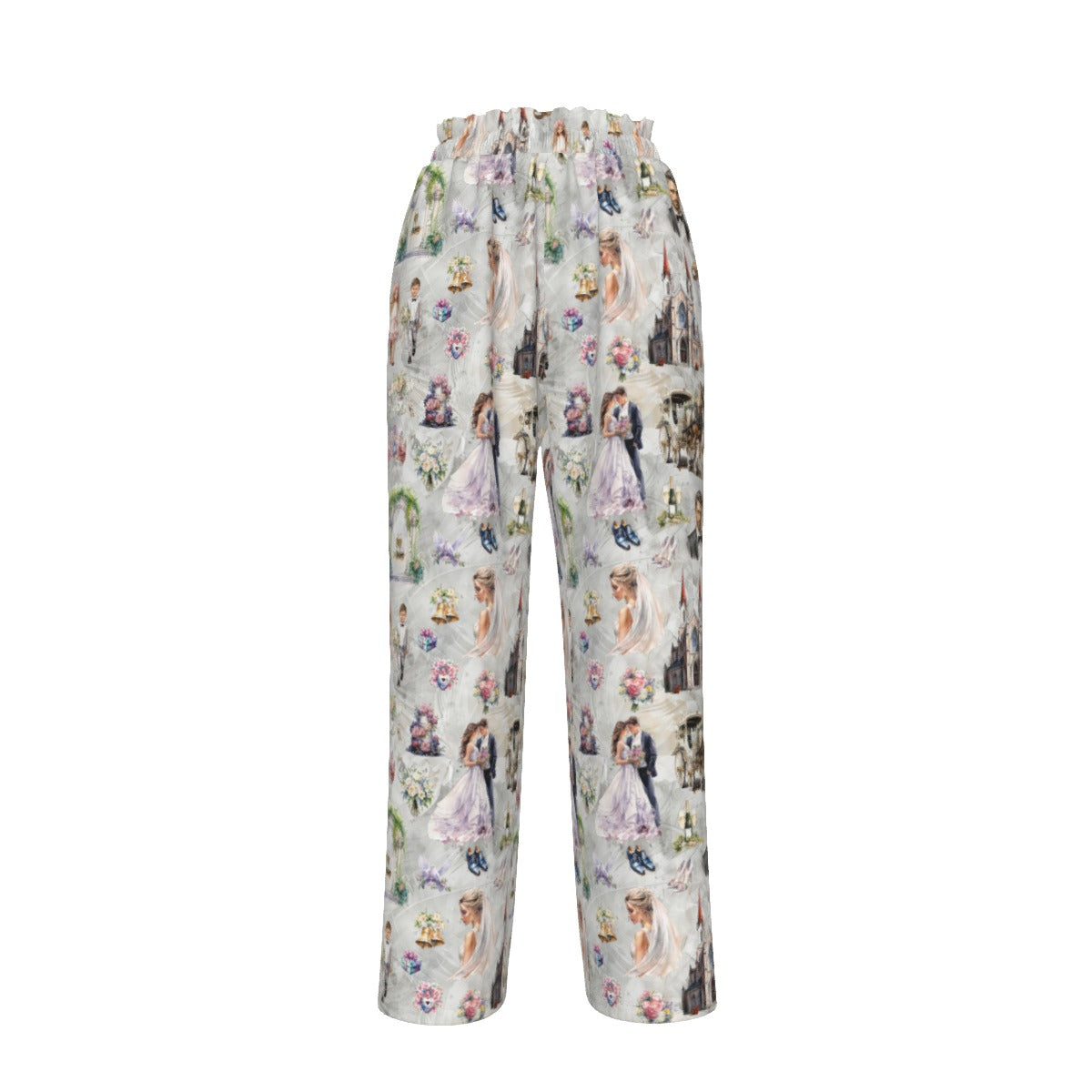 Wedding Design, Women’s Faux Silk Wide-Leg Pants