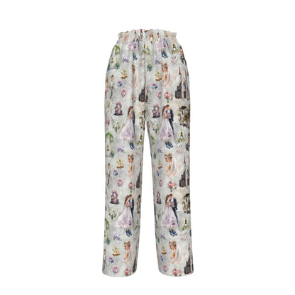 Wedding Design, Women’s Faux Silk Wide-Leg Pants