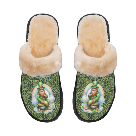 Bigfoot / Sasquatch St Patrick, Women’s Plush, Fluffy Slippers