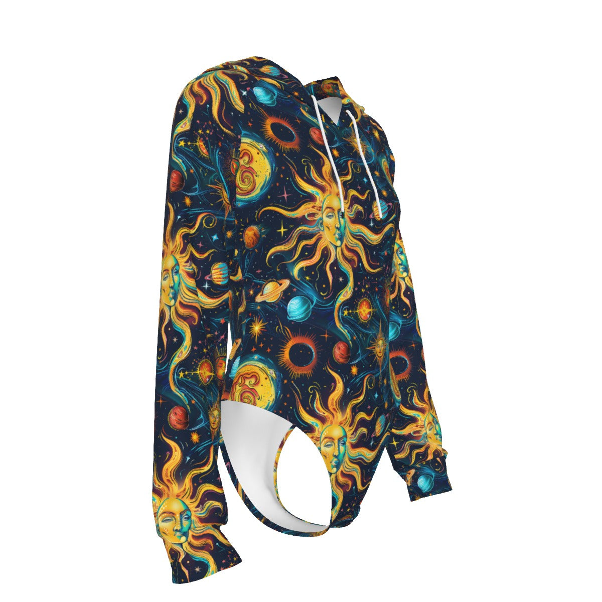 Sun and Moon, Women's Raglan Sleeve Hooded Bodysuit