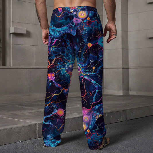 Psychedelic Design, Men’s Loose Casual Pants W/ Pocket