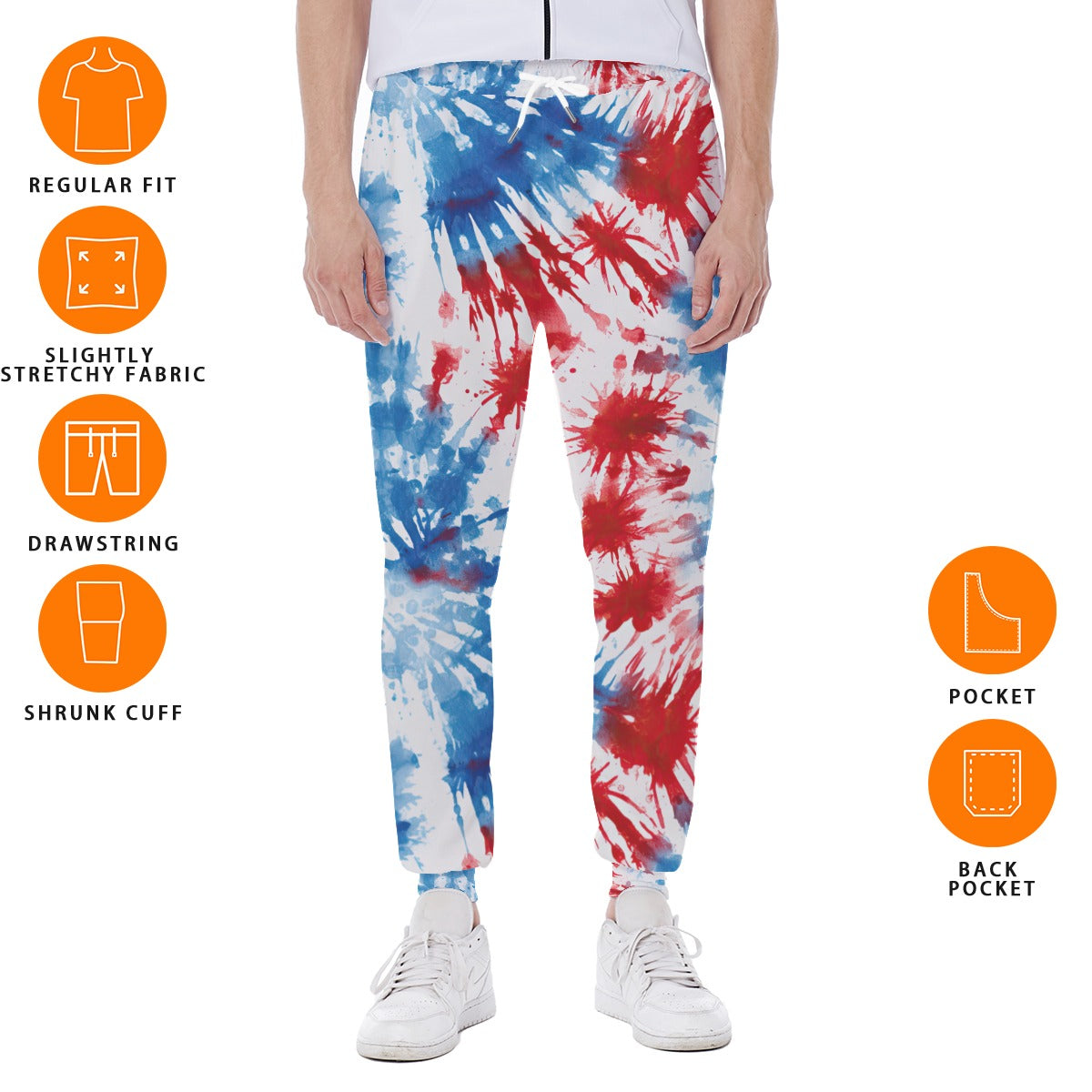 9 Tie Dye Designs, Men’s Sweatpants w/ Back Pocket