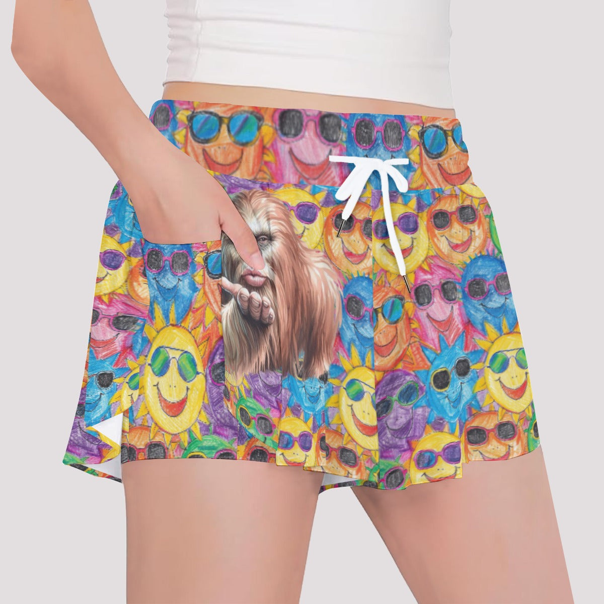 Bigfoot / Sasquatch Blow Kiss, Girls Sports Culottes, Butterfly Shorts w/ Pocket