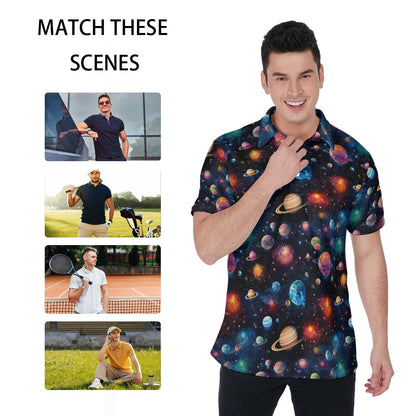 12 Galaxy / Outer Space Designs, Men's Polo Shirts